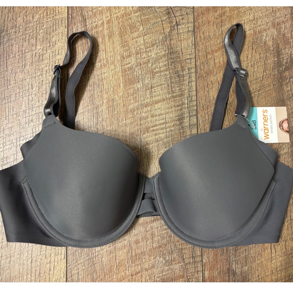 Warners 34B Simply Perfect Underwire Bra Womens Gray RA3561E NWT